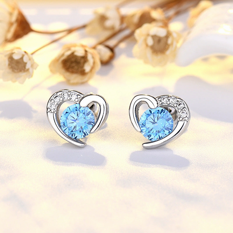 Wholesale Silver Pin Heart Copper Earrings