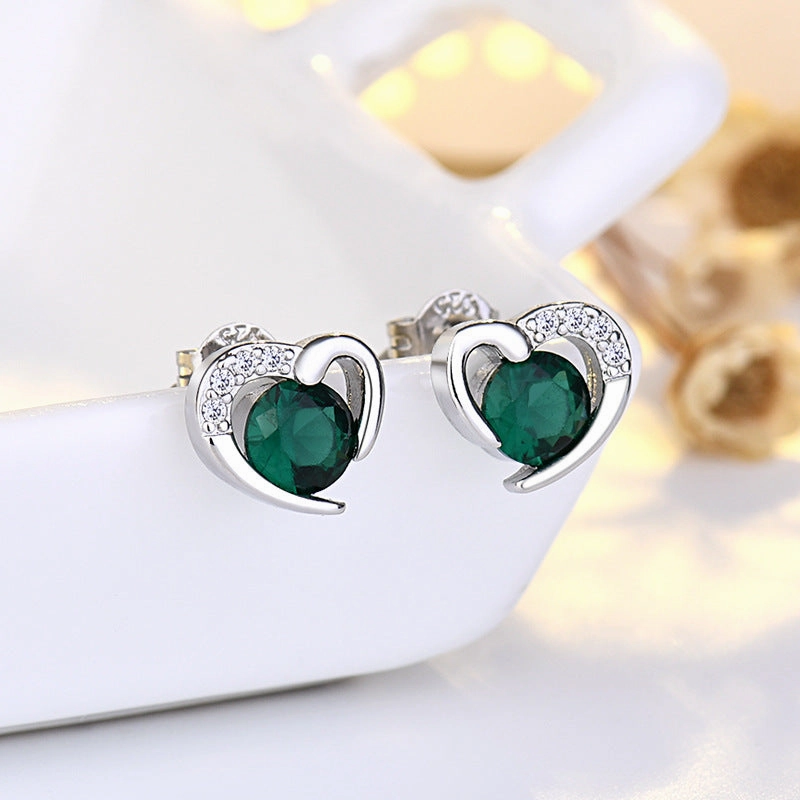 Wholesale Silver Pin Heart Copper Earrings