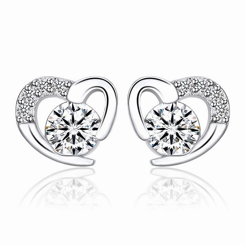 Wholesale Silver Pin Heart Copper Earrings