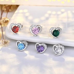 Wholesale Silver Pin Heart Copper Earrings