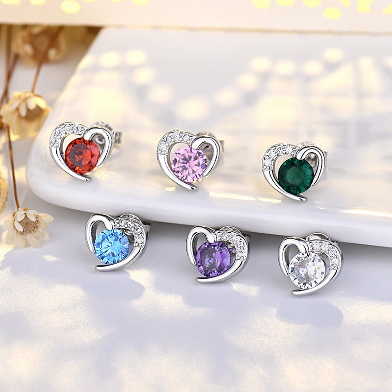 Wholesale Silver Pin Heart Copper Earrings