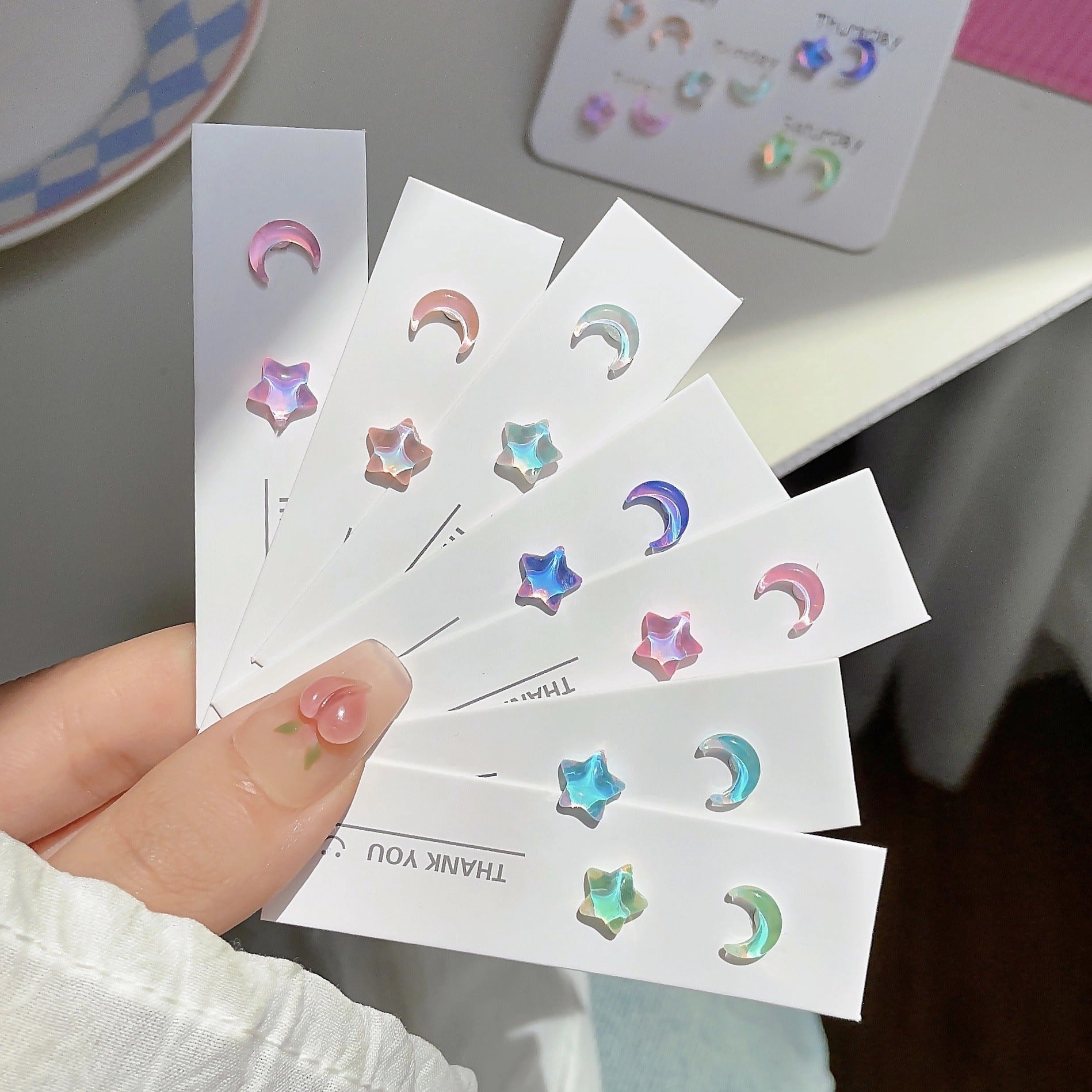 Wholesale Silver Pin Star Moon Girl Stud Earrings