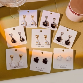 Wholesale Silver Post Cute Villain Stud Earrings Ghost Heart Alloy Earrings