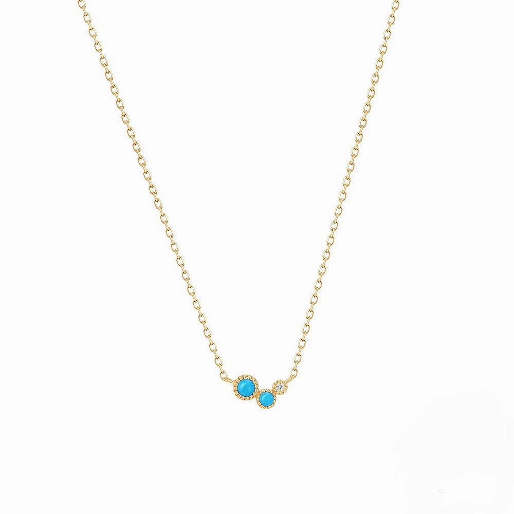 Wholesale Silver Turquoise Geometric Moon Pendant Clavicle Necklace