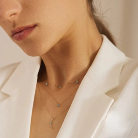 Wholesale Silver Turquoise Geometric Moon Pendant Clavicle Necklace
