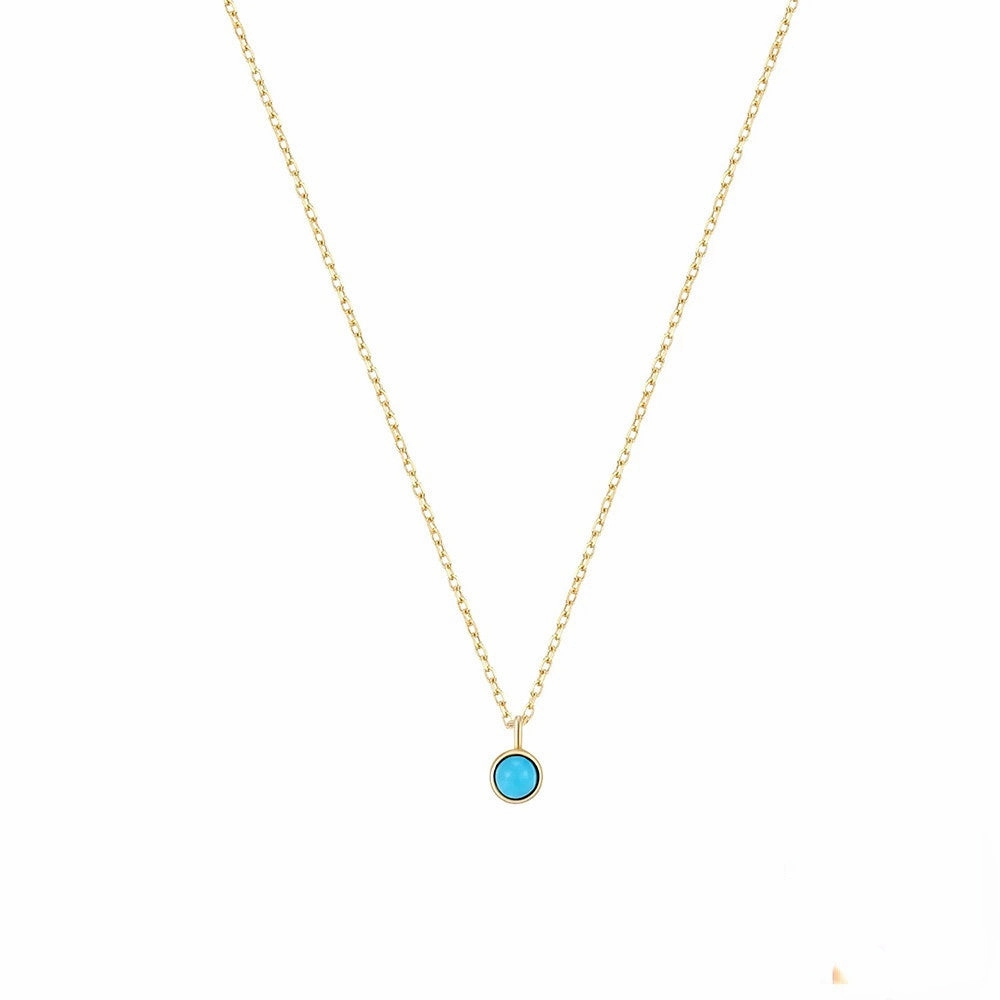 Wholesale Silver Turquoise Geometric Moon Pendant Clavicle Necklace