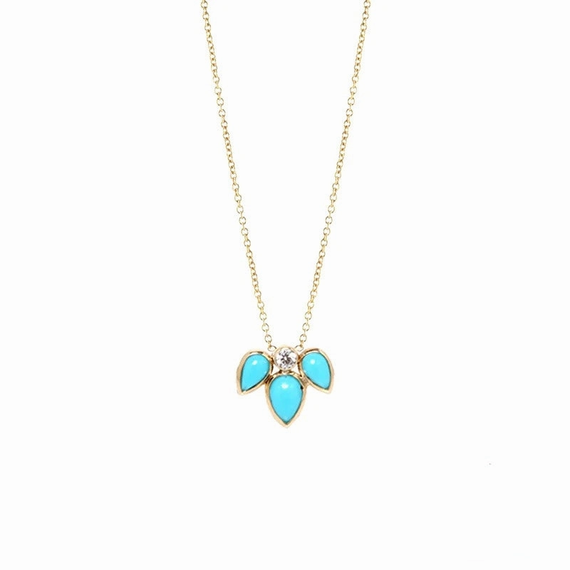Wholesale Silver Turquoise Geometric Moon Pendant Clavicle Necklace
