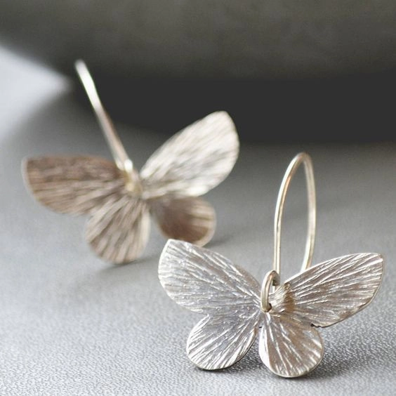 Wholesale Silver Vintage Butterfly Alloy Earrings