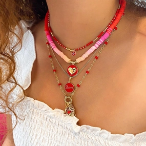 Wholesale Simian Style Polymer Clay Heart Pendant Necklace