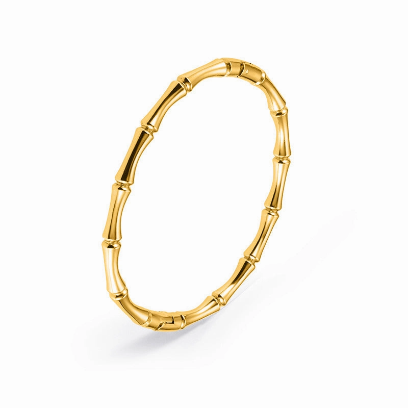 Wholesale Simple and Elegant Style Gold Bamboo Solid Stainless Steel Bracelet