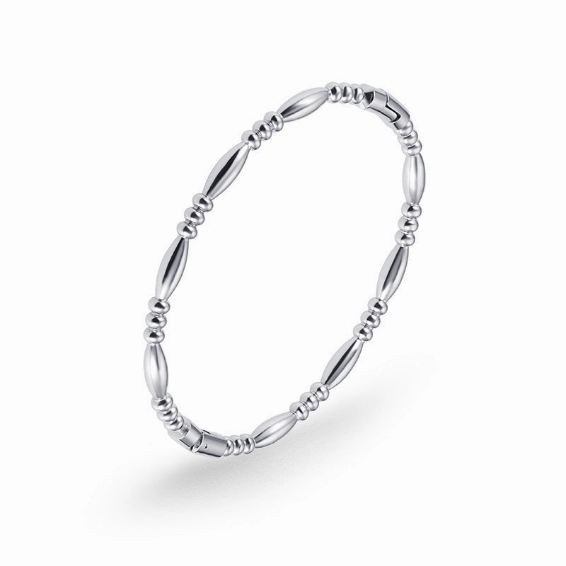 Wholesale Simple and Elegant Style Gold Bamboo Solid Stainless Steel Bracelet