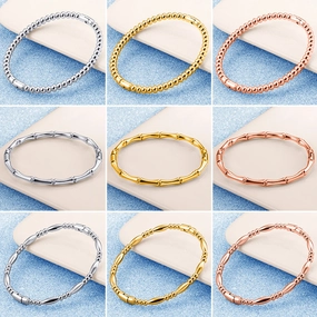Wholesale Simple and Elegant Style Gold Bamboo Solid Stainless Steel Bracelet