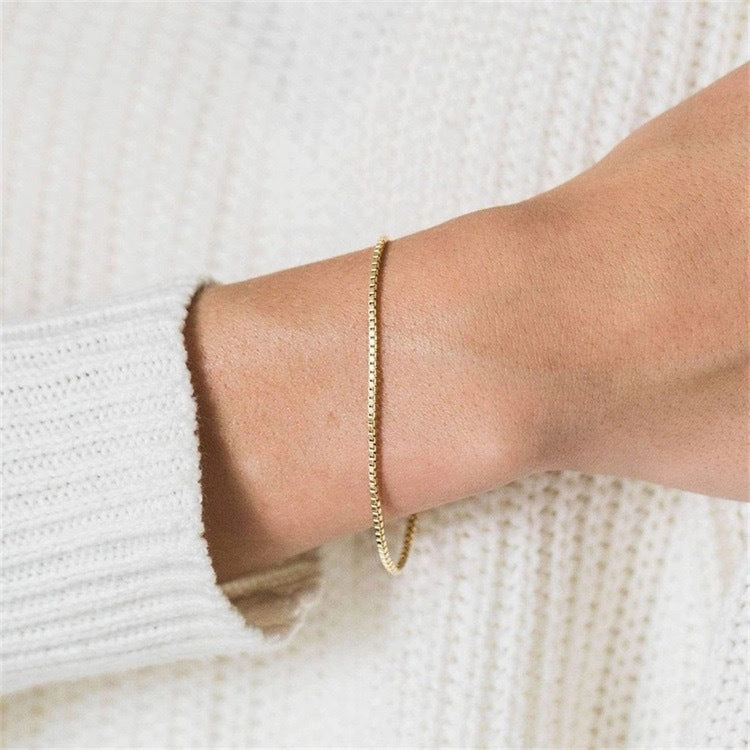 Wholesale Simple and Exquisite Plain Chain Flat Snake Chain Paper Clips Stainless Steel Bracelet