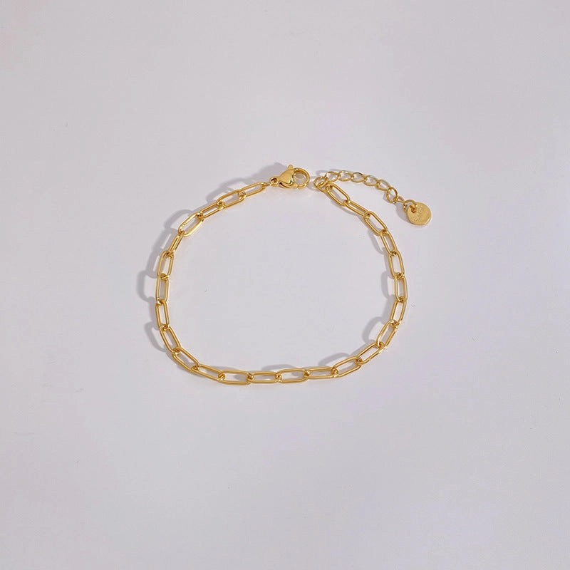 Wholesale Simple and Exquisite Plain Chain Flat Snake Chain Paper Clips Stainless Steel Bracelet