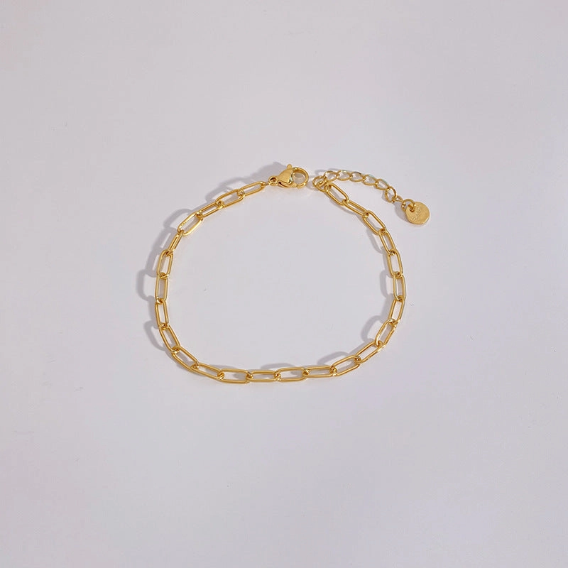 Wholesale Simple and Exquisite Plain Chain Flat Snake Chain Paper Clips Stainless Steel Bracelet