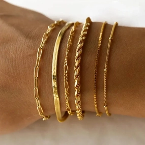 Wholesale Simple and Exquisite Plain Chain Flat Snake Chain Paper Clips Stainless Steel Bracelet