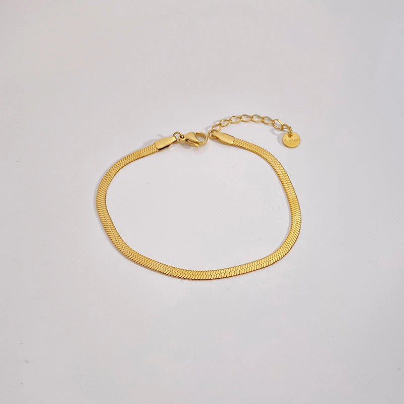 Wholesale Simple and Exquisite Plain Chain Flat Snake Chain Paper Clips Stainless Steel Bracelet