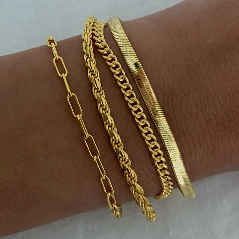 Wholesale Simple and Exquisite Plain Chain Flat Snake Chain Paper Clips Stainless Steel Bracelet