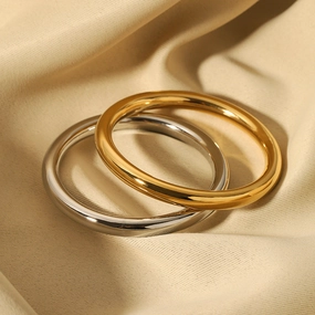 Wholesale Simple and Fashionable Ancient Plain Ring 18K Gold-plated Non-fading Versatile Stainless Steel Hollow Bracelet
