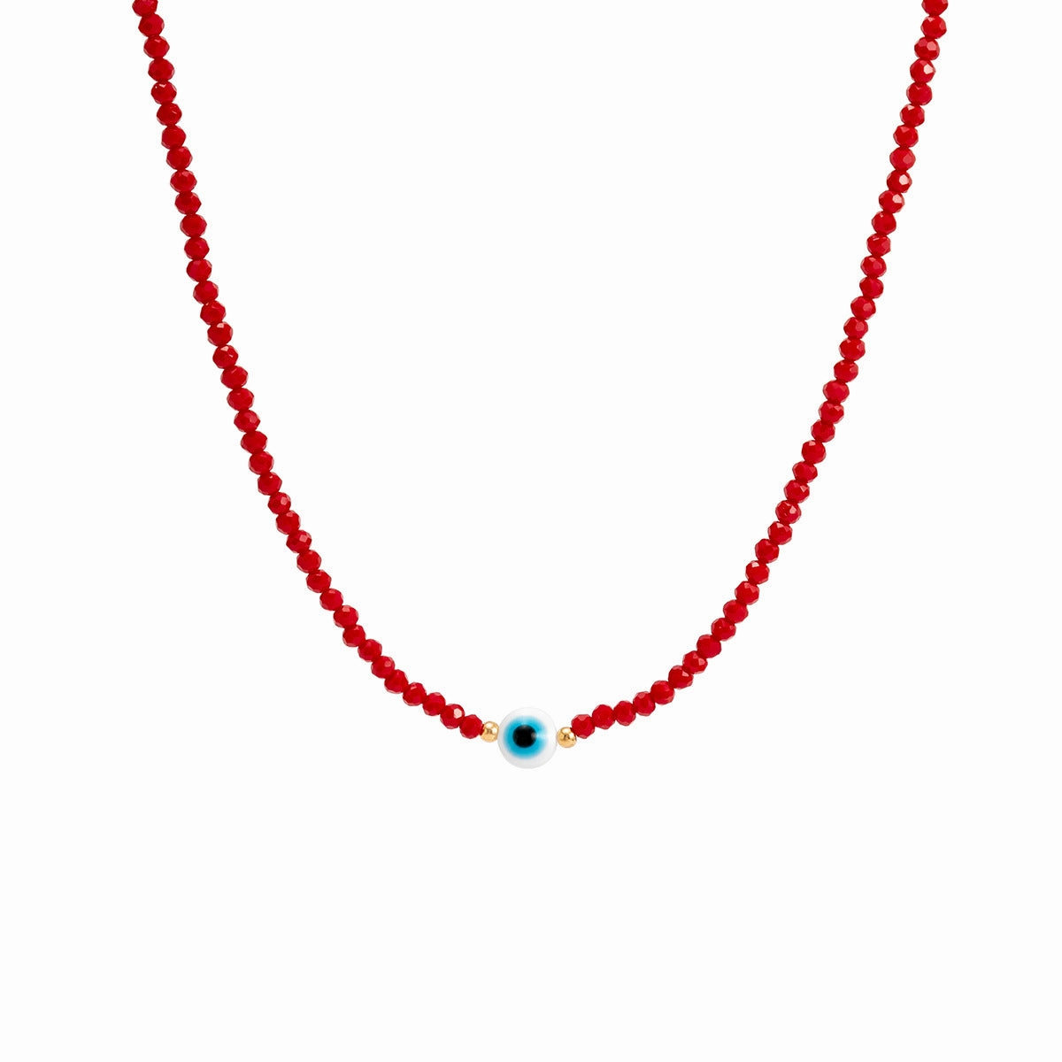 Wholesale Simple Beaded Eye Pendant Resin Necklace