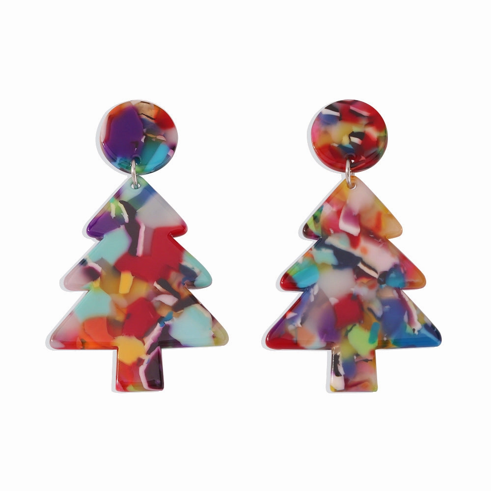 Wholesale Simple Colorful Christmas Tree Earrings