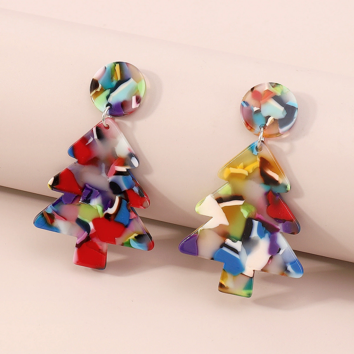 Wholesale Simple Colorful Christmas Tree Earrings