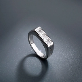 Wholesale Simple copper inlaid zircon personalized high-grade texture sugar cube diamond ring