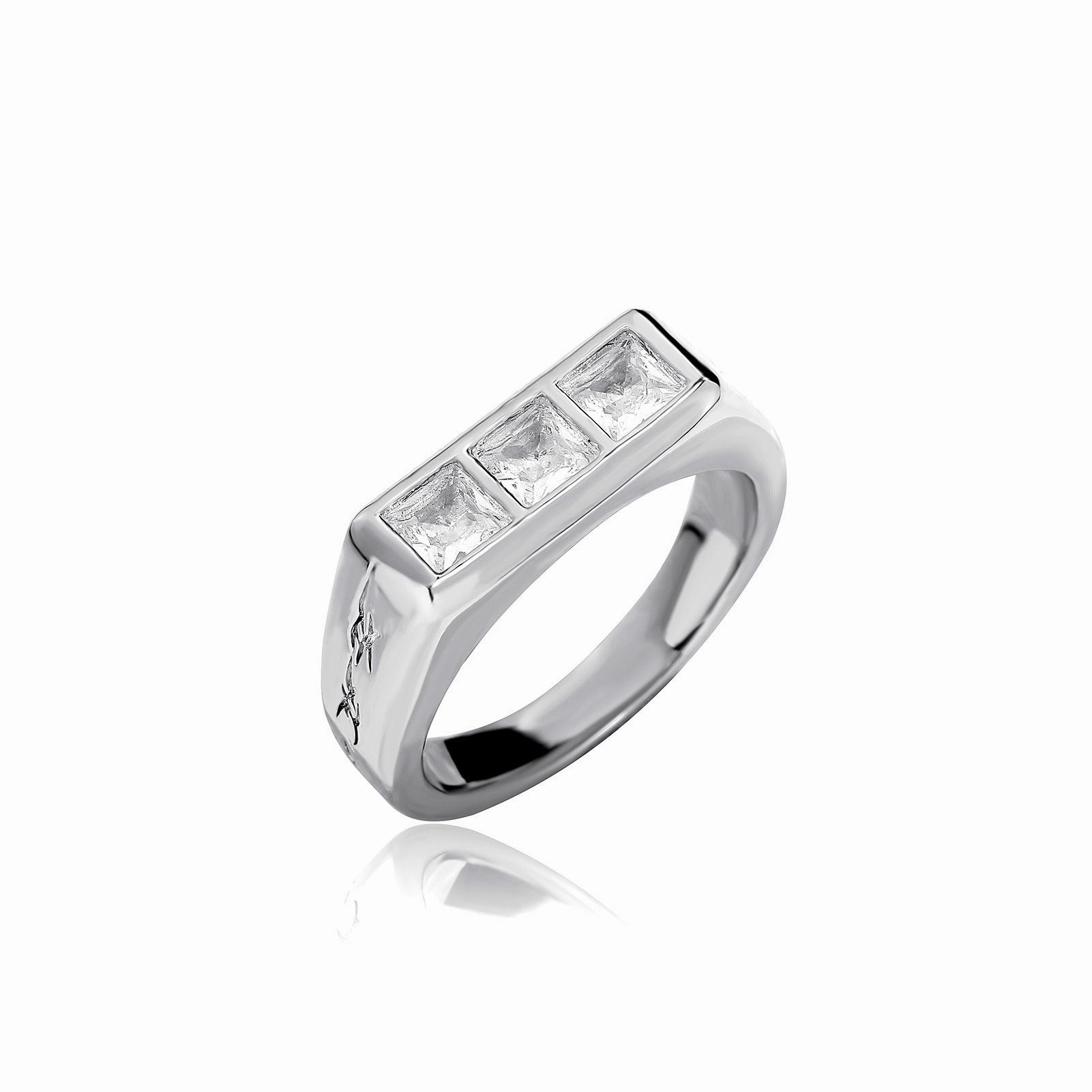 Wholesale Simple copper inlaid zircon personalized high-grade texture sugar cube diamond ring
