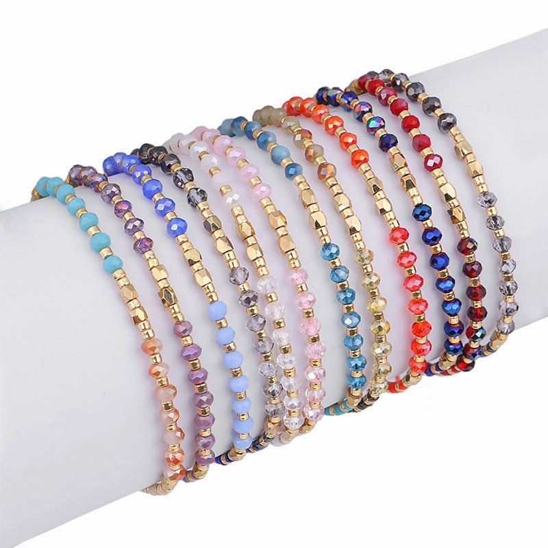 Wholesale Simple Fashion Rice Beads Hand-woven Gold Beads Stone Bracelet