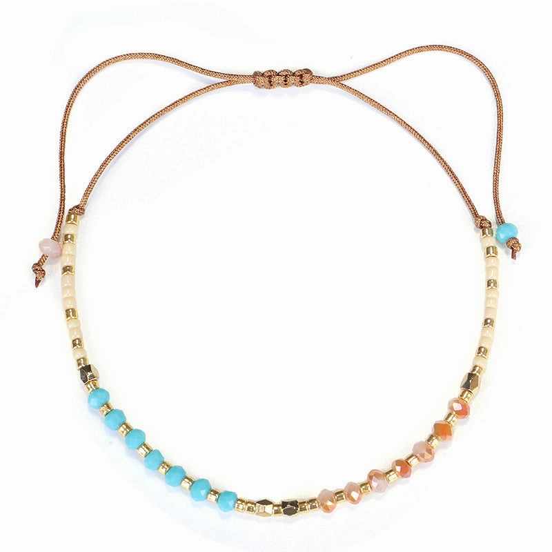 Wholesale Simple Fashion Rice Beads Hand-woven Gold Beads Stone Bracelet