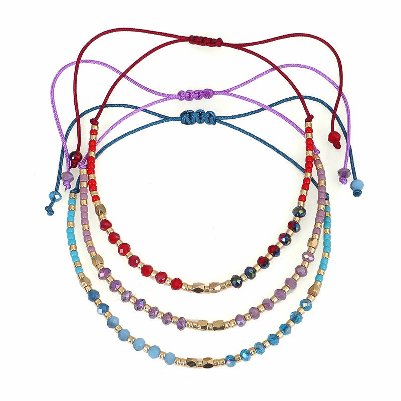 Wholesale Simple Fashion Rice Beads Hand-woven Gold Beads Stone Bracelet