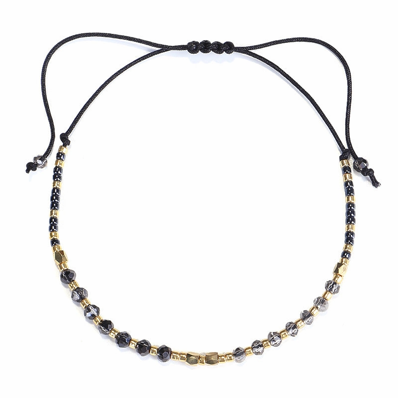 Wholesale Simple Fashion Rice Beads Hand-woven Gold Beads Stone Bracelet