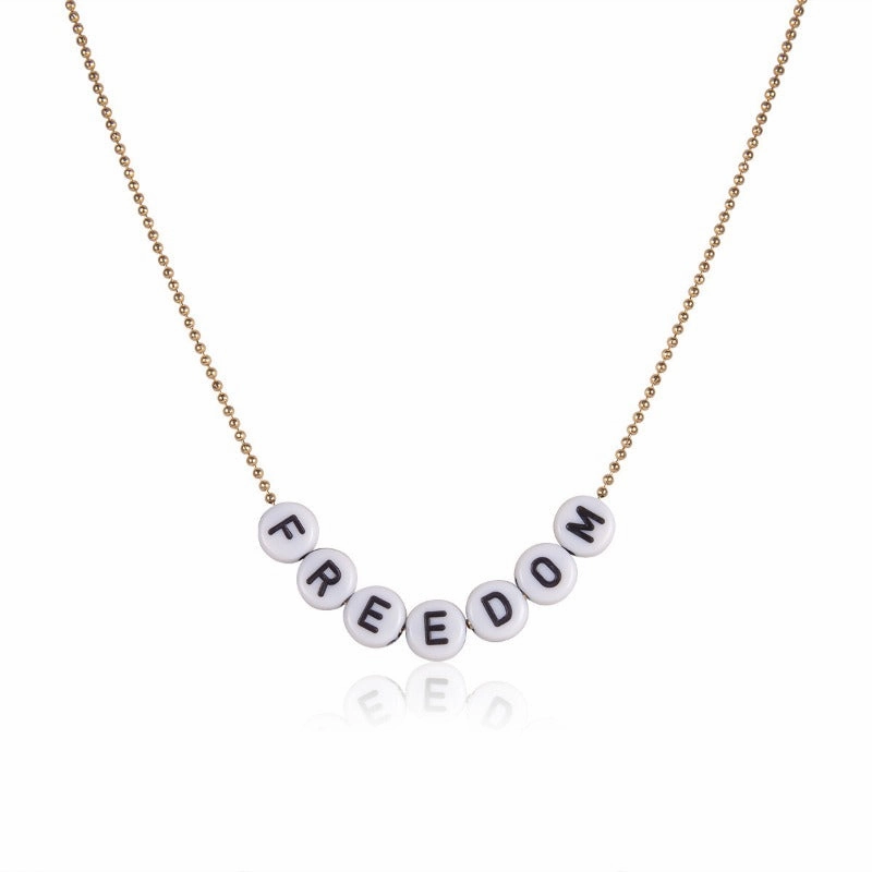Wholesale Simple Geometric Round English Letter Necklace