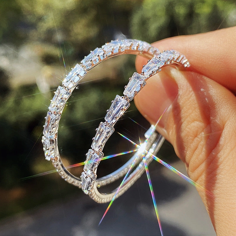 Wholesale Simple Gold Zircon Copper Earrings