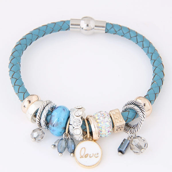 Wholesale Simple Multi-Element Leather Alloy Bracelet