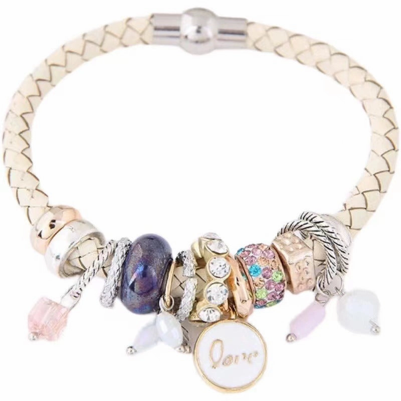 Wholesale Simple Multi-Element Leather Alloy Bracelet