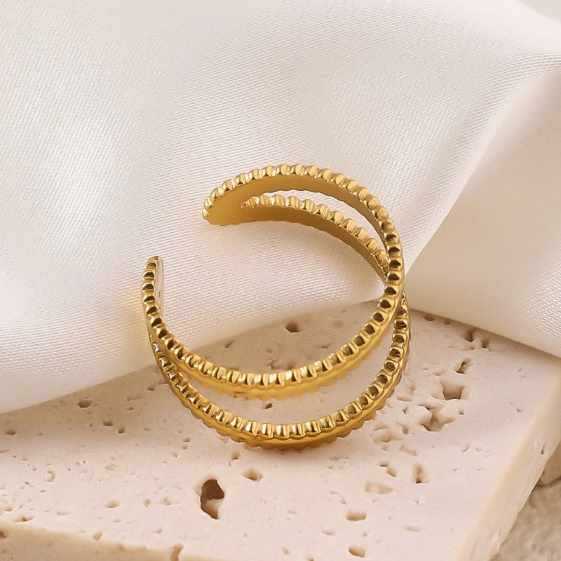 Wholesale Simple Opening Adjustable Stainless Steel Hollow Loop Personalized Rings