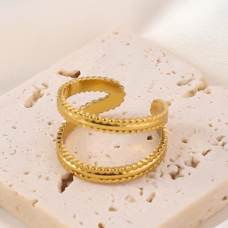 Wholesale Simple Opening Adjustable Stainless Steel Hollow Loop Personalized Rings