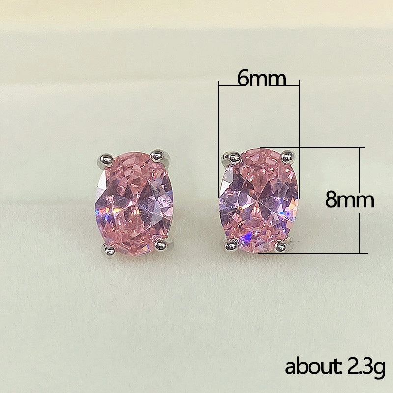 Wholesale Simple Oval Brilliant Zircon Earrings