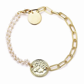 Wholesale Simple Pearl Chain Alloy Bracelet