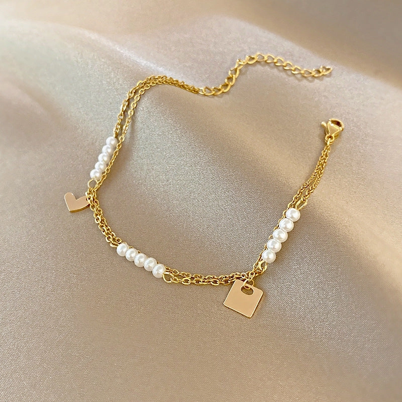 Wholesale Simple Pearl Copper Bracelet
