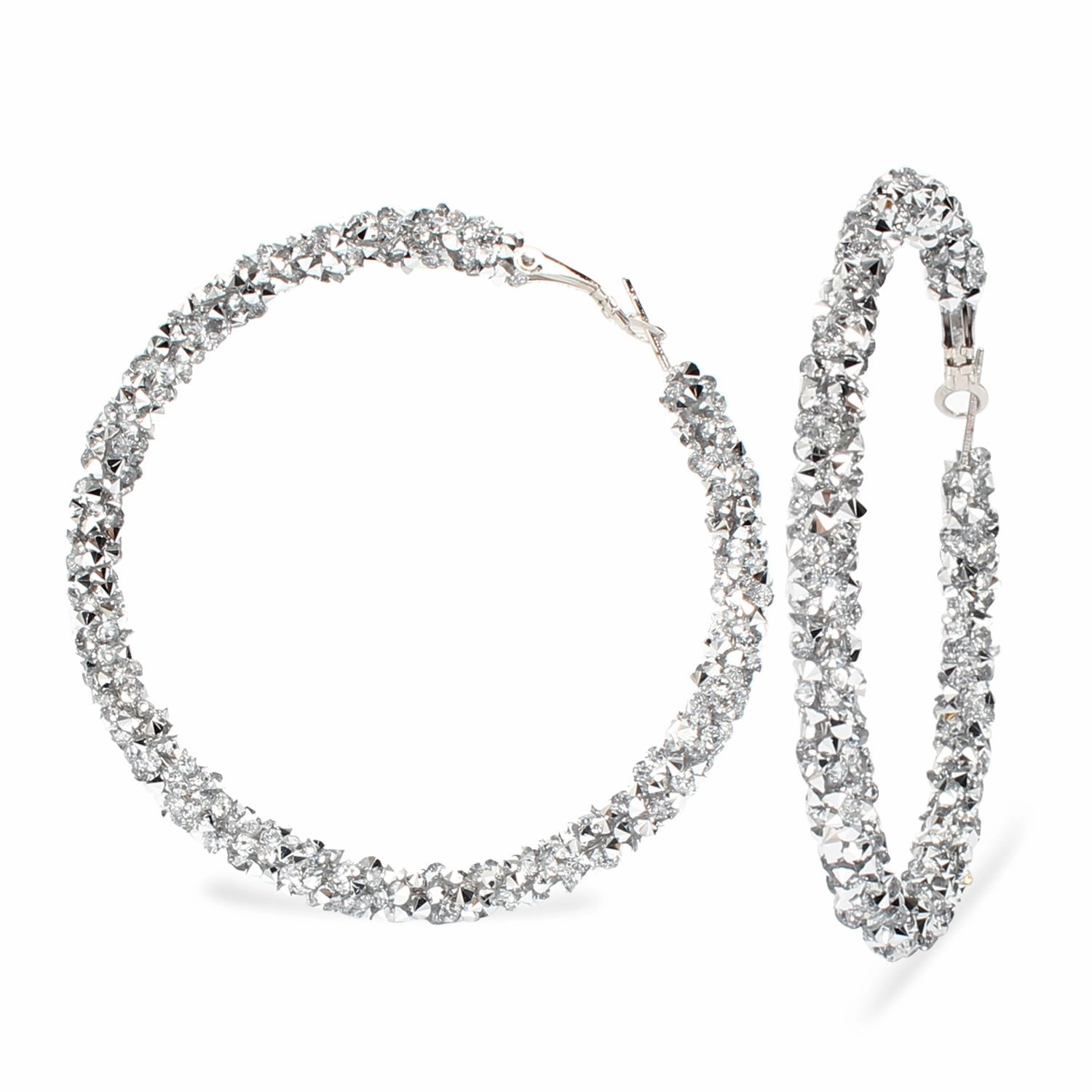 Wholesale Simple Rhinestone Large Hoop Earrings