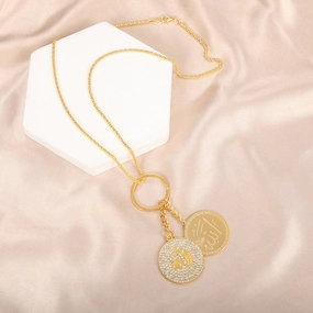 Wholesale Simple Round Engraved Symbol Necklace Clavicle Chain
