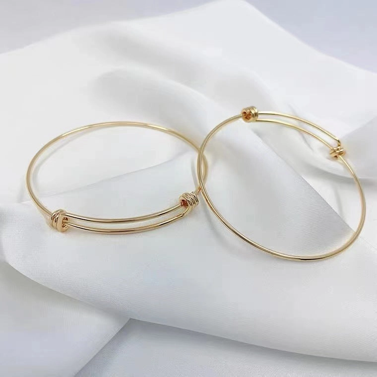 Wholesale Simple Titanium Steel Plated 18K Gold Round Adjustable Wire Bracelet