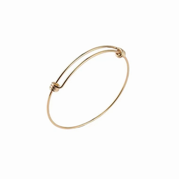 Wholesale Simple Titanium Steel Plated 18K Gold Round Adjustable Wire Bracelet