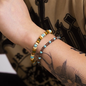 Wholesale Simple Turquoise Wood Beads Men's Bracelet