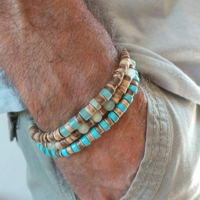 Wholesale simple turquoise wooden bead bracelet