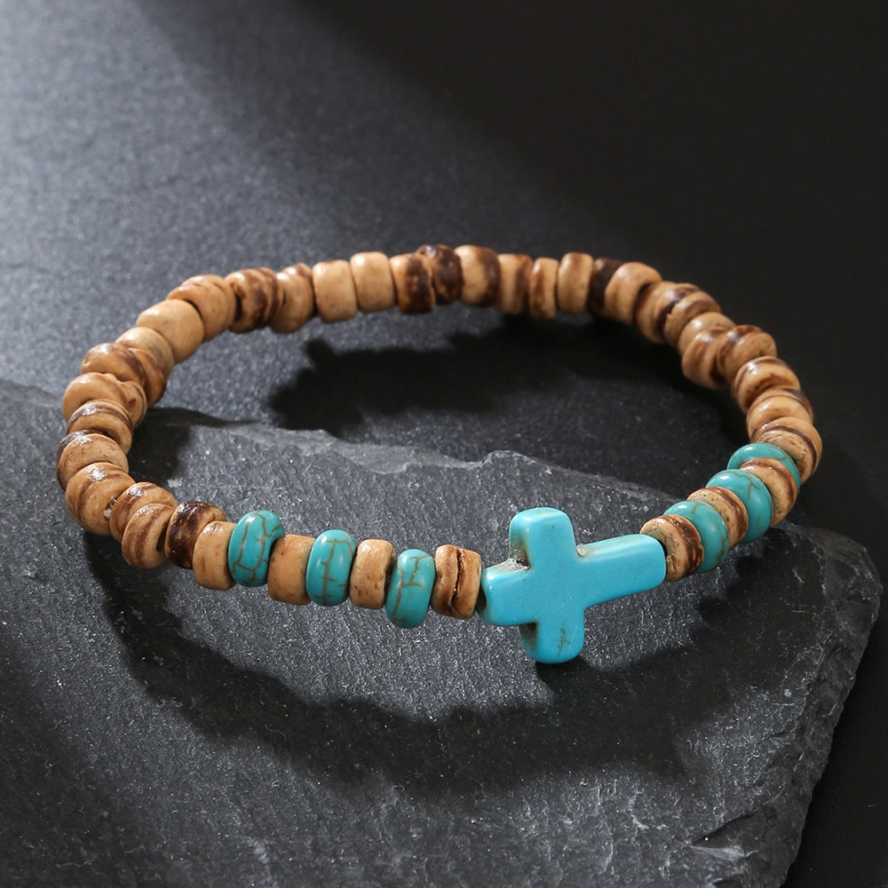 Wholesale simple turquoise wooden bead bracelet