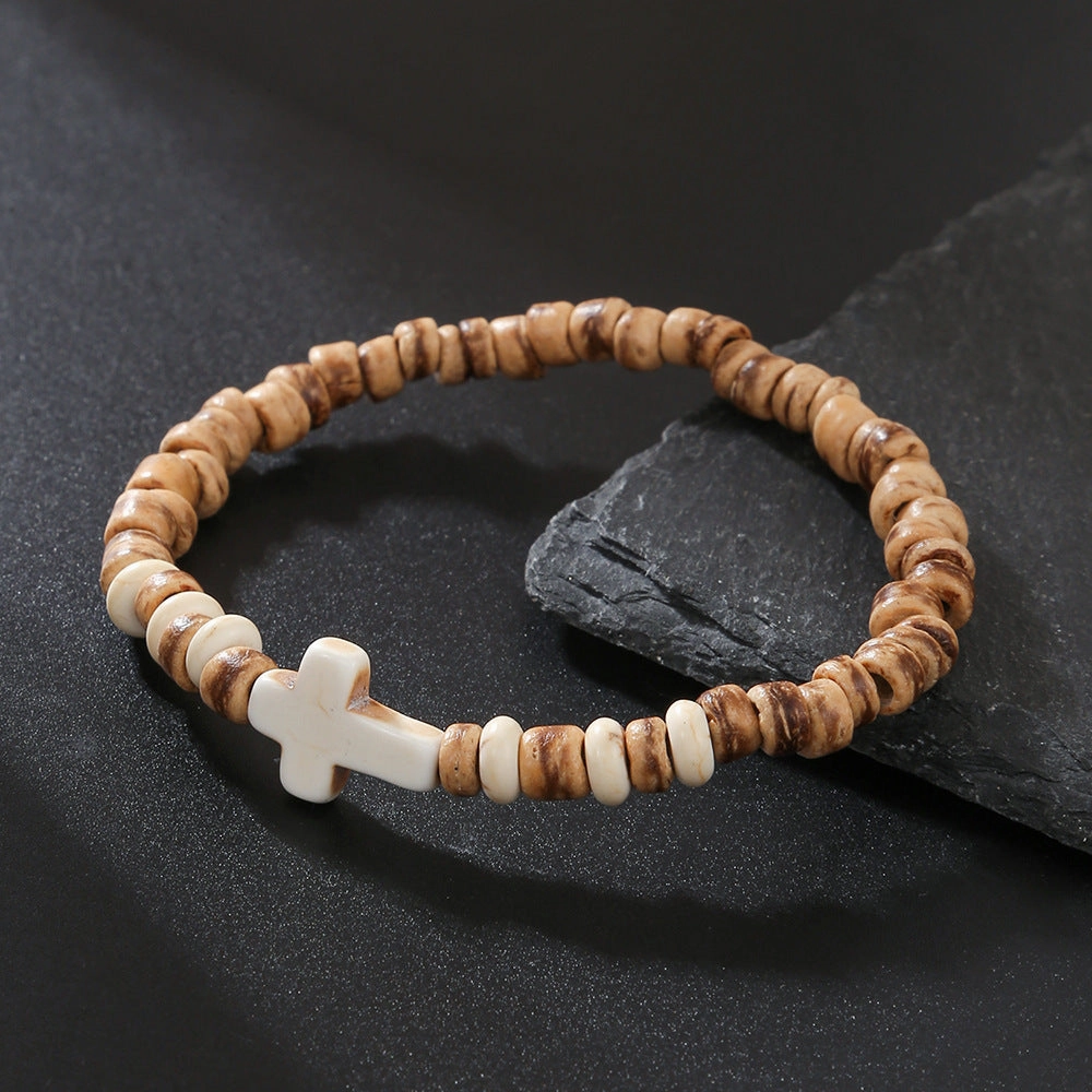 Wholesale simple turquoise wooden bead bracelet