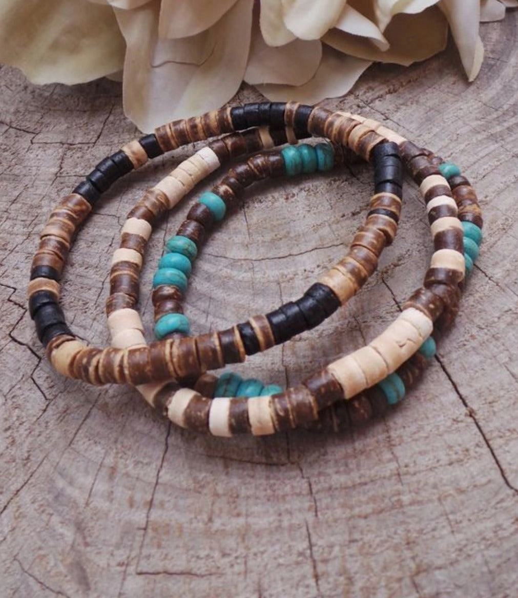 Wholesale simple turquoise wooden bead bracelet